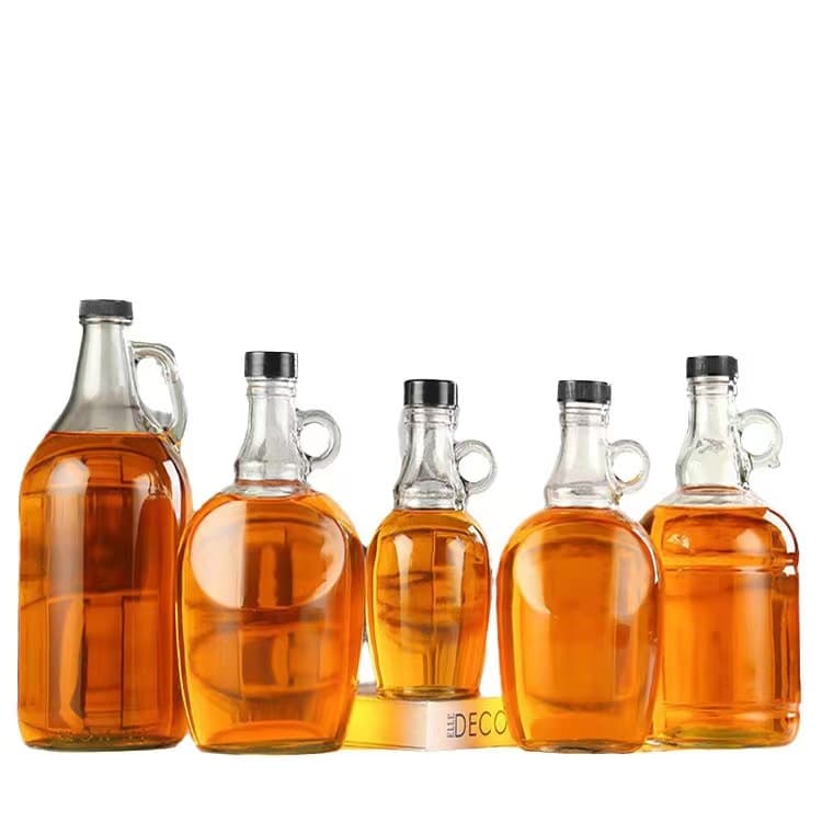 Clear Glass Syrup Bottles W/B Ribbed Lined Cap thumbnail 7