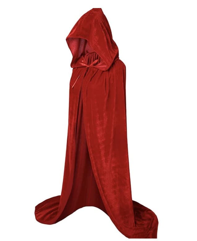 Hooded Long Reversible Velvet Robe Cape thumbnail 2