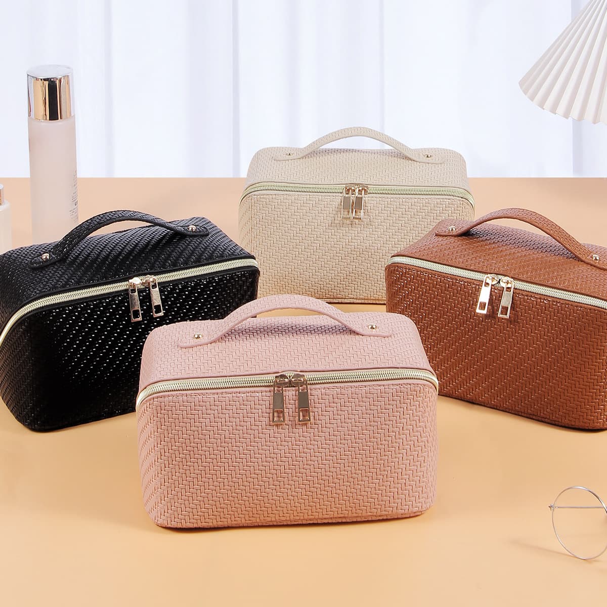 Makeup Bag, Pu Leather Waterproof Women Portable thumbnail 3