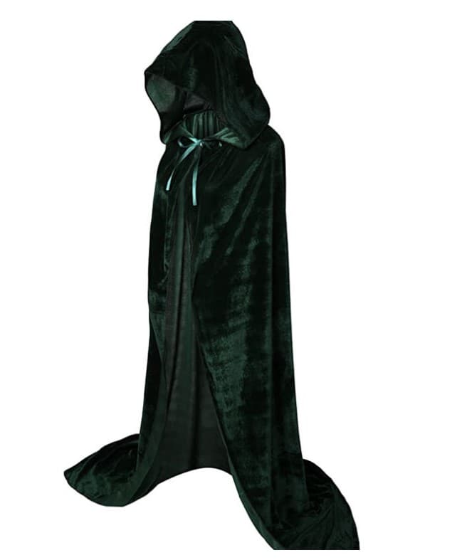 Hooded Long Reversible Velvet Robe Cape thumbnail 4