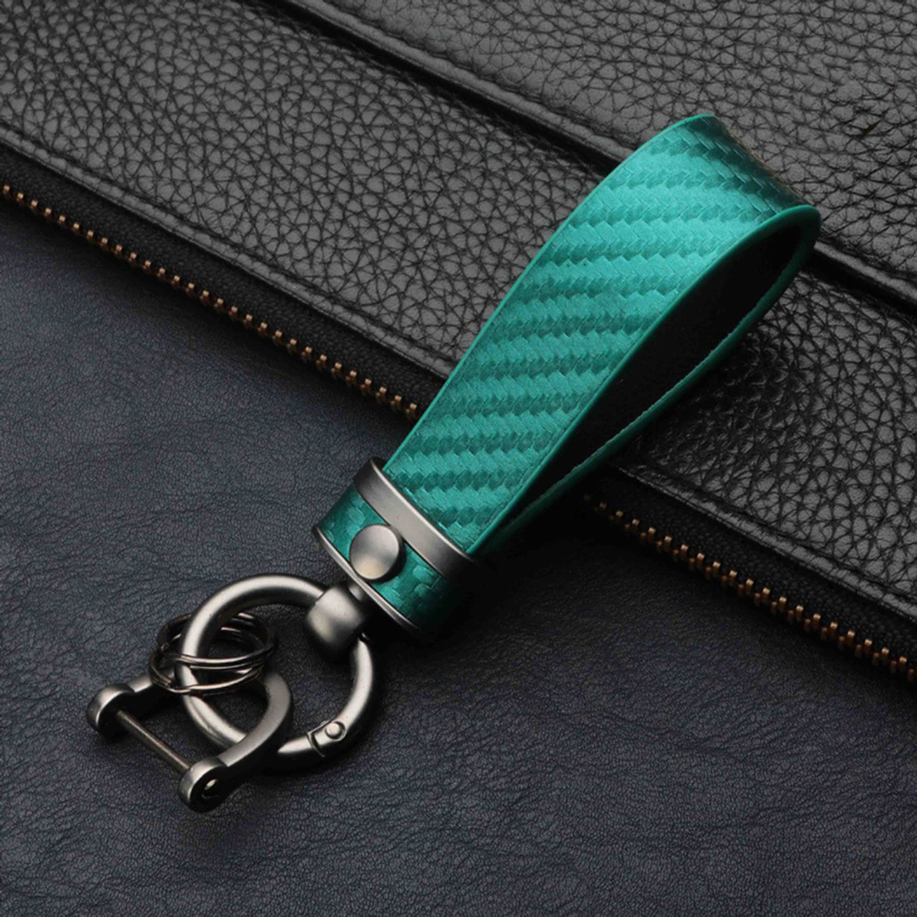Carbon Fiber Leather Metal Car Keychain thumbnail 5