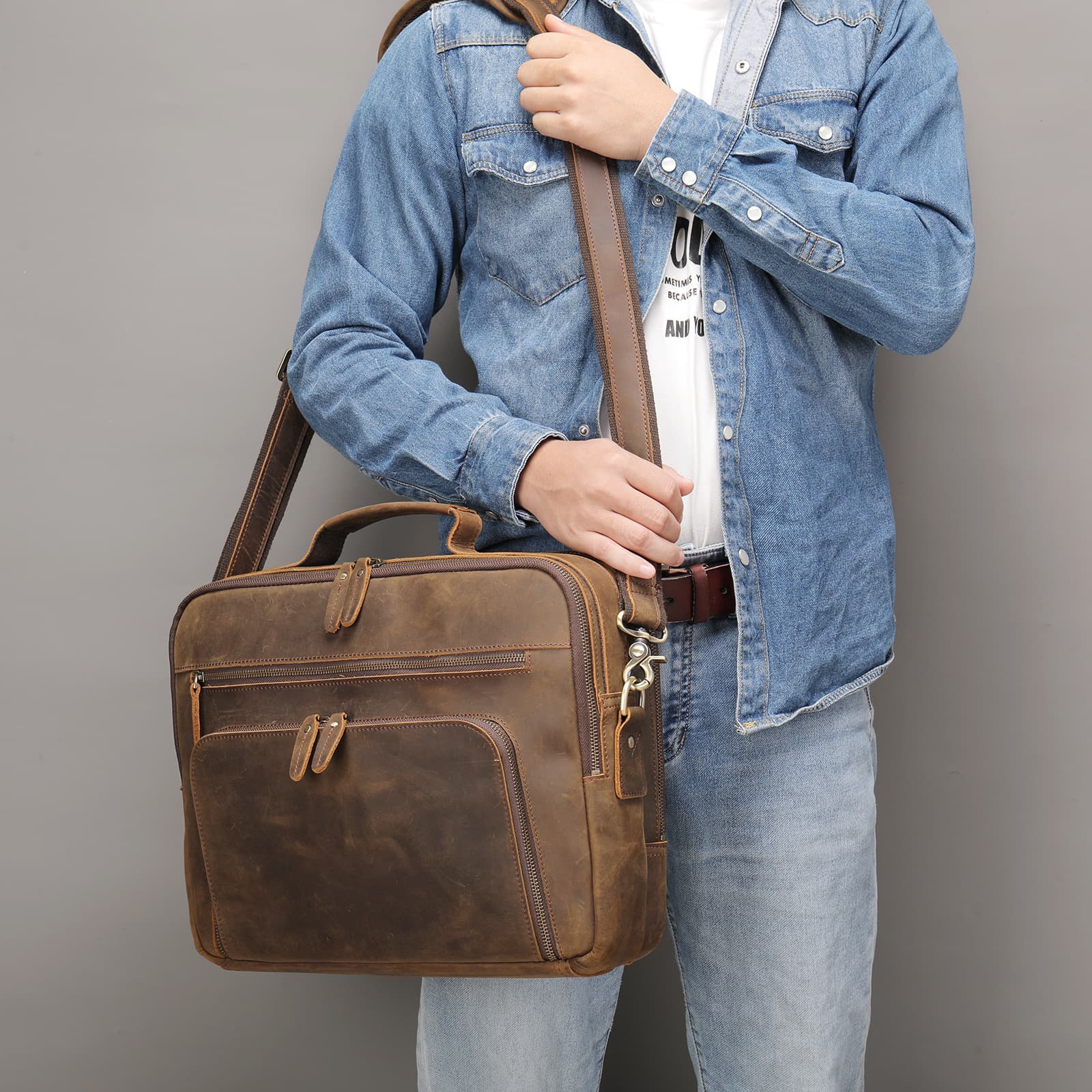 Genuine Leather lightweight Laptop Messenger Sleeves/Cases thumbnail 5