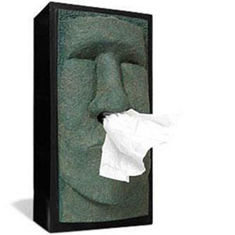 Retro Resin Tissue Box Paper Cover Case - Stone Man Green