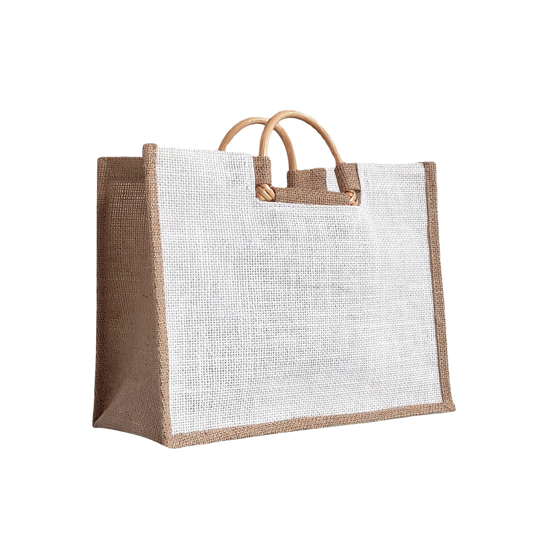 Premium Jute Tote Bag W/ Cane Handles thumbnail 2