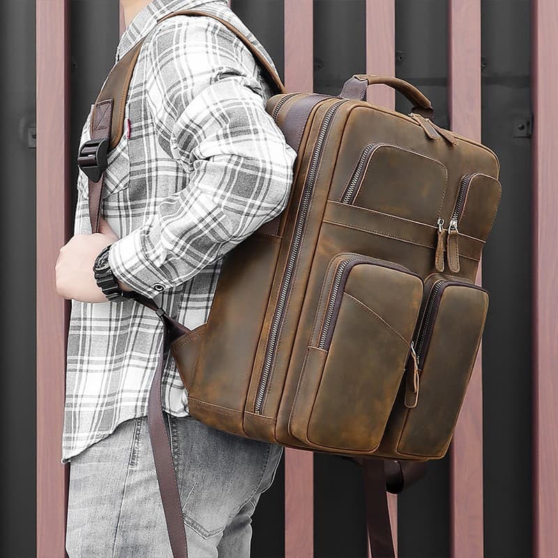 Large Genuine Leather Backpack for Men thumbnail 4