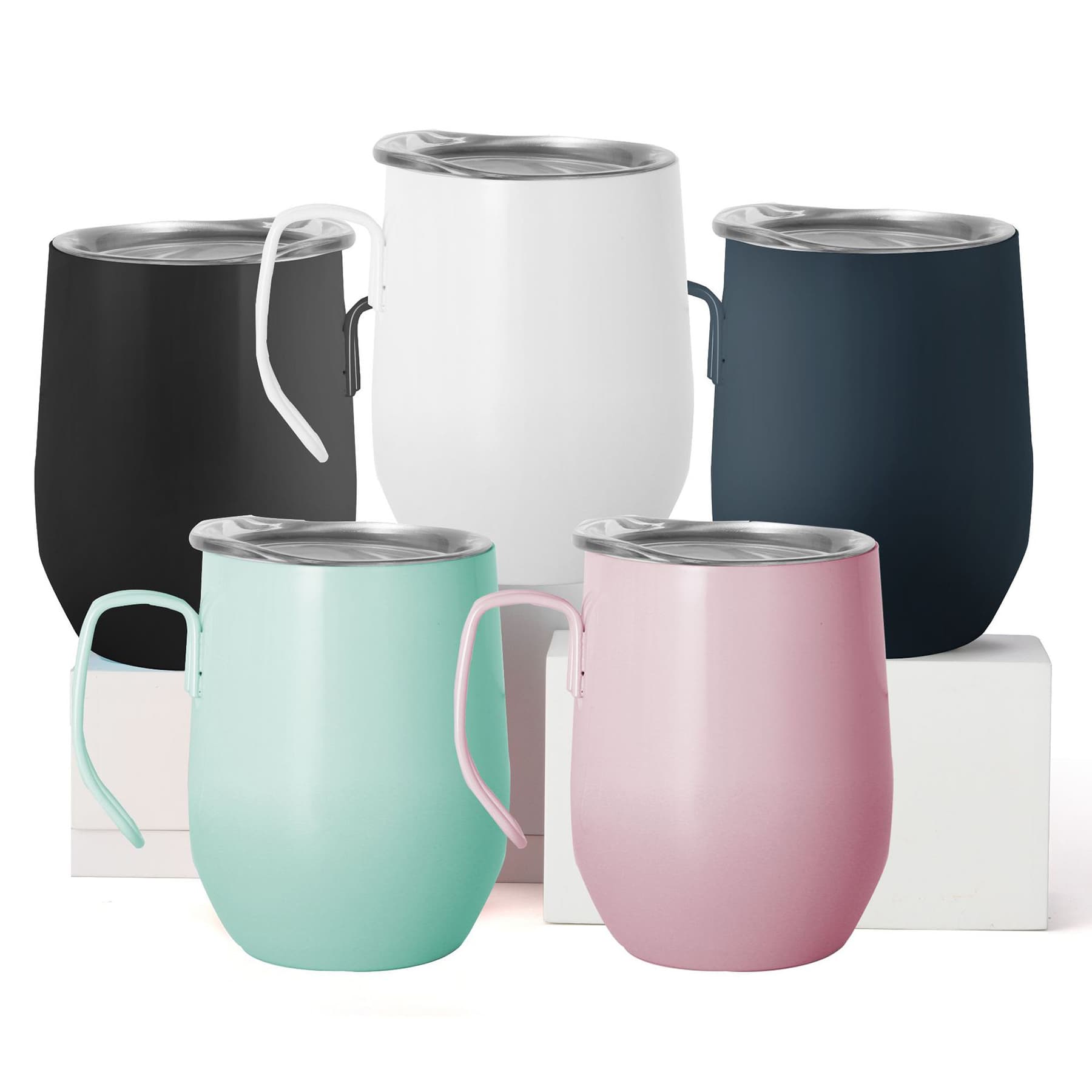12 oz Stainless Steel Vacuum Insulated Wine Tumbler Handle thumbnail 5