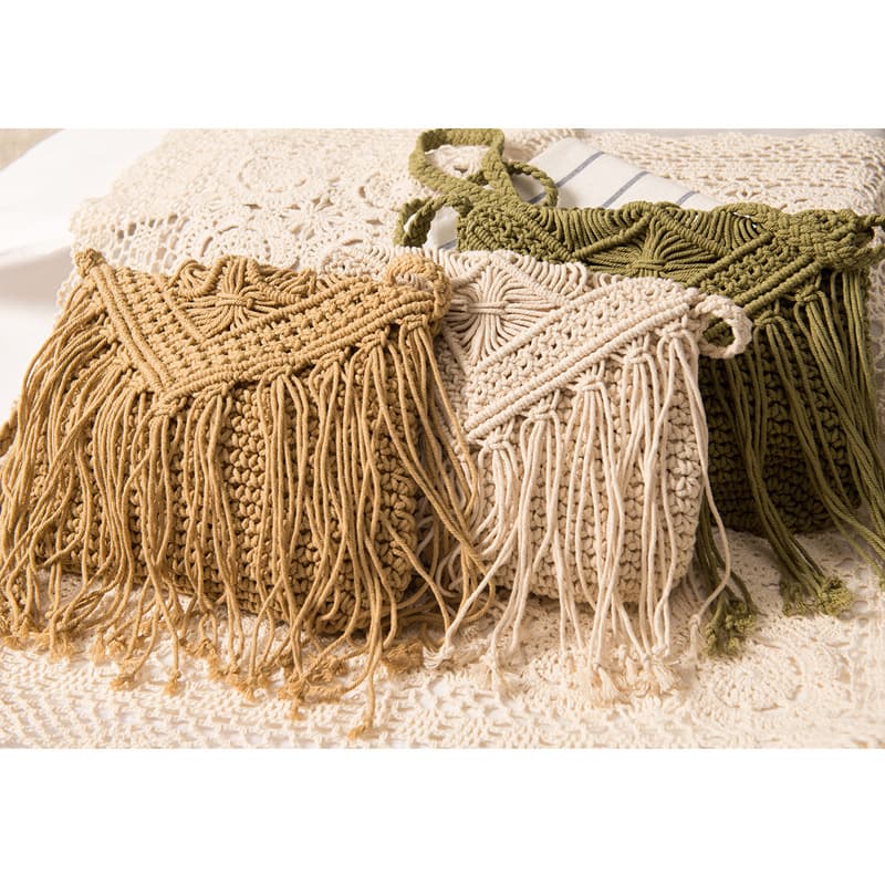 Jute Straw cotton tassel shoulder cross-body bag thumbnail 5