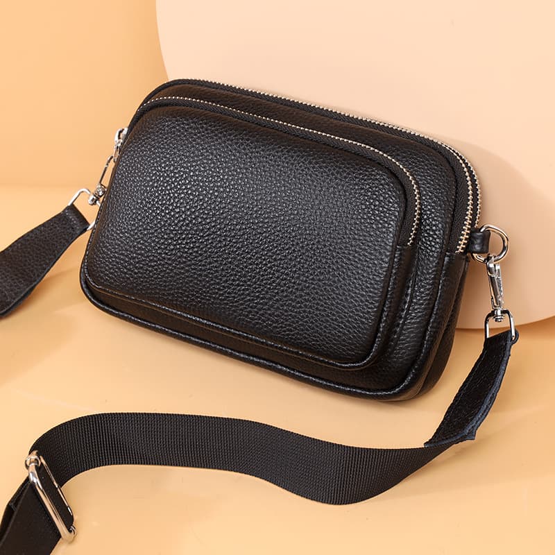 Genuine Leather Double layer Shoulder Crossbody Bag thumbnail 2