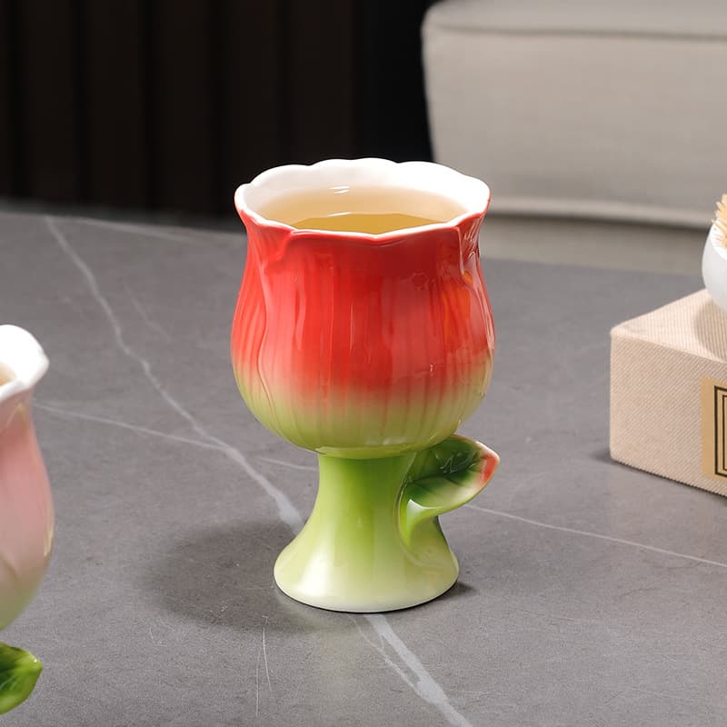 Flower Vintage Wine Goblet Ceremic Glasses thumbnail 5