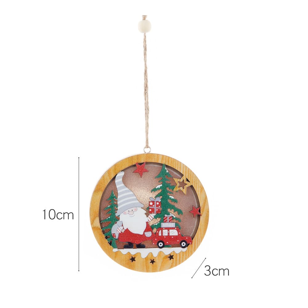 Christmas Wood Cutouts Pendants With Led Lights thumbnail 2