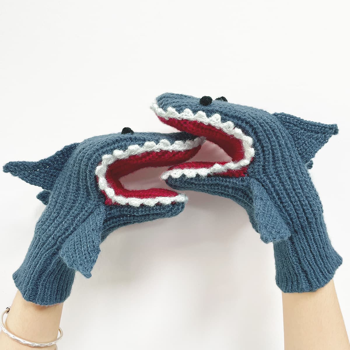 Polyester Mittens Knitted Shark Gloves thumbnail 3