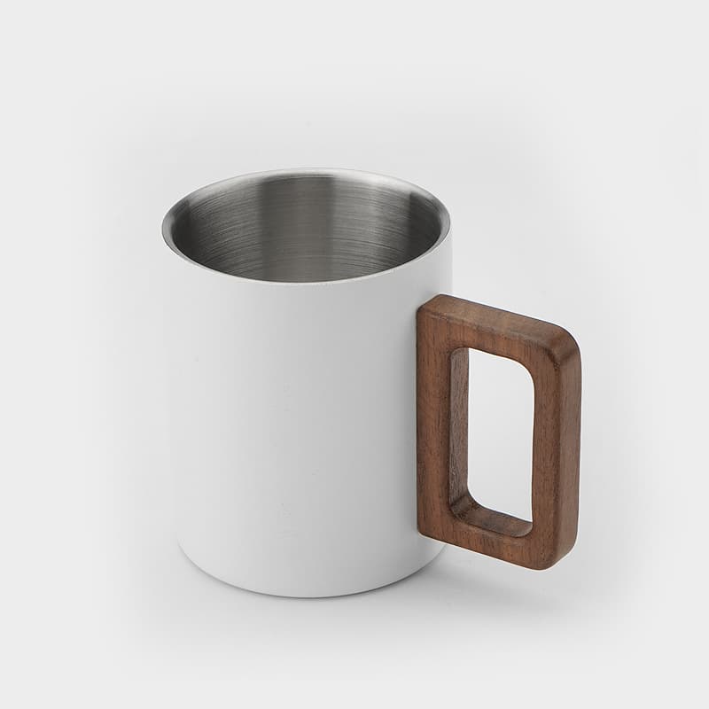 Double Wall Stainless Steel Mug With Walnut Wooden Handle thumbnail 12