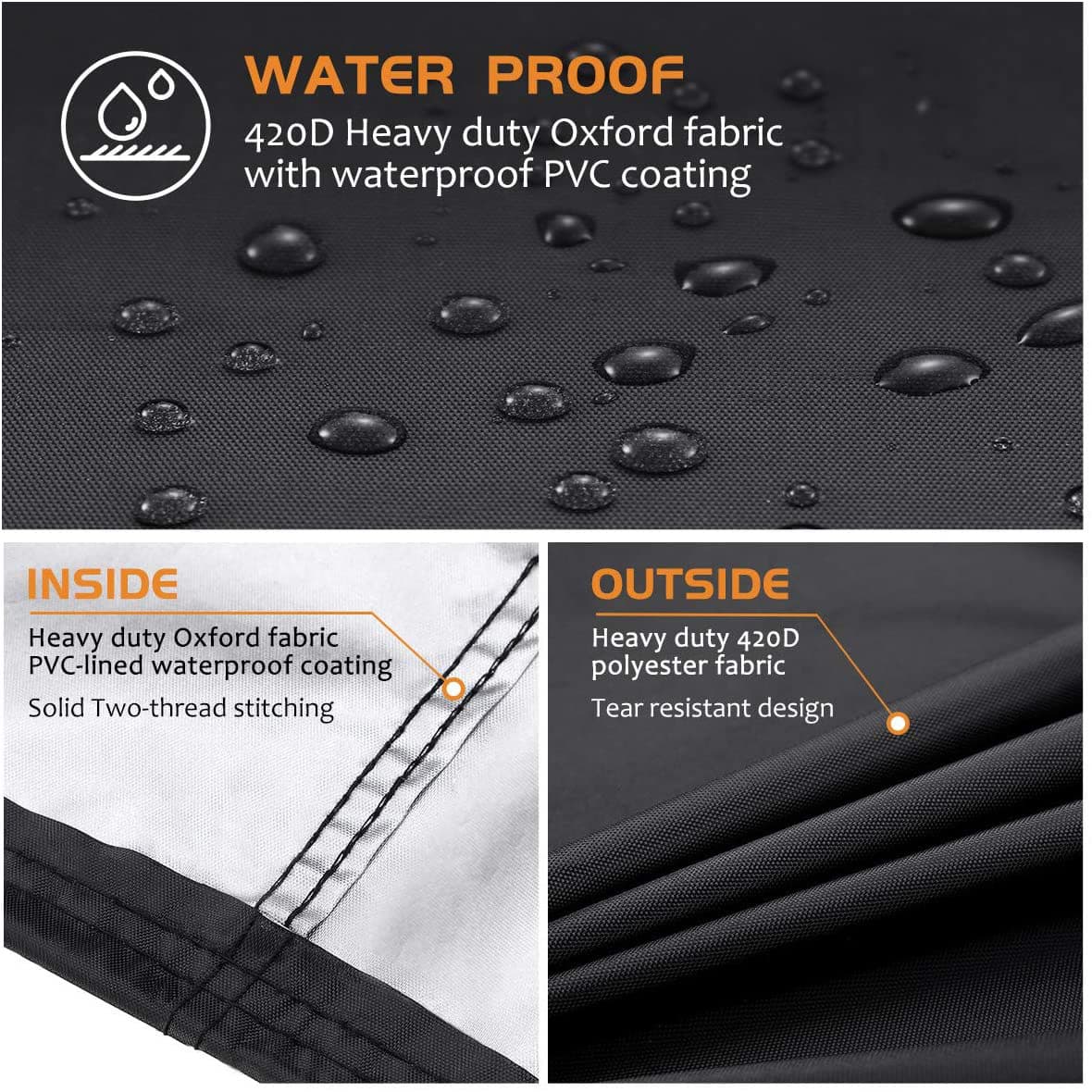 58 Inch 420D Double Layer Fabric Bbq Grill Cover thumbnail 2