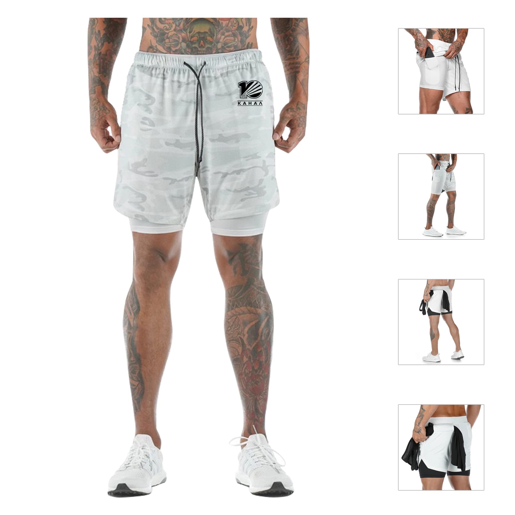 Men's 2 in 1 5" Gym Athletic Workout Shorts