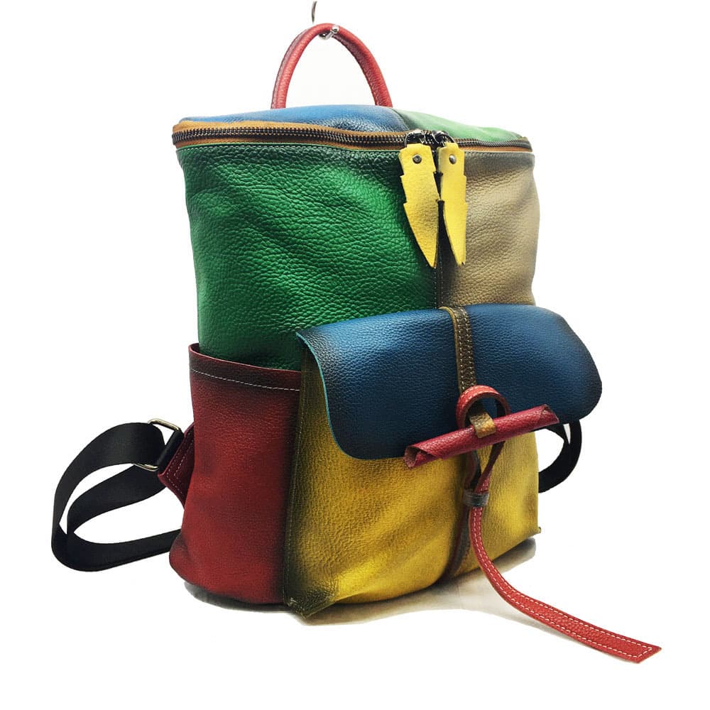 Genuine Leather Vintage contrast backpack thumbnail 5