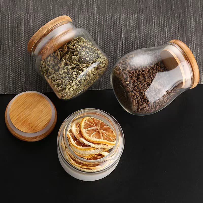 Frosted Glass Candy Food Storage Bottles With Lid thumbnail 5
