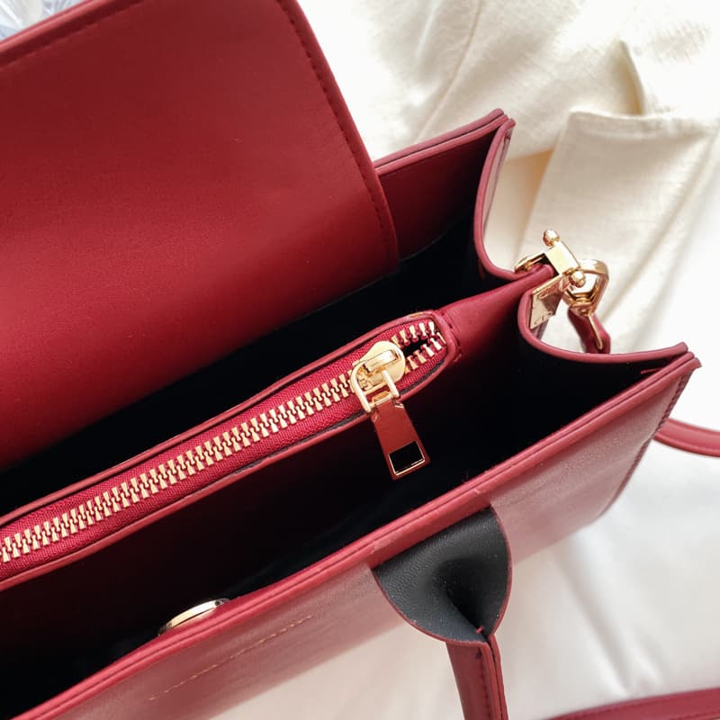 Red Pu Leather married messenger bag For women thumbnail 2