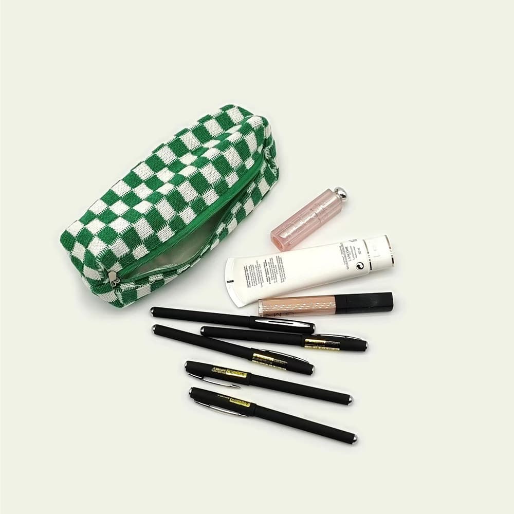 Knitted Plaid Pencil Pouch thumbnail 3