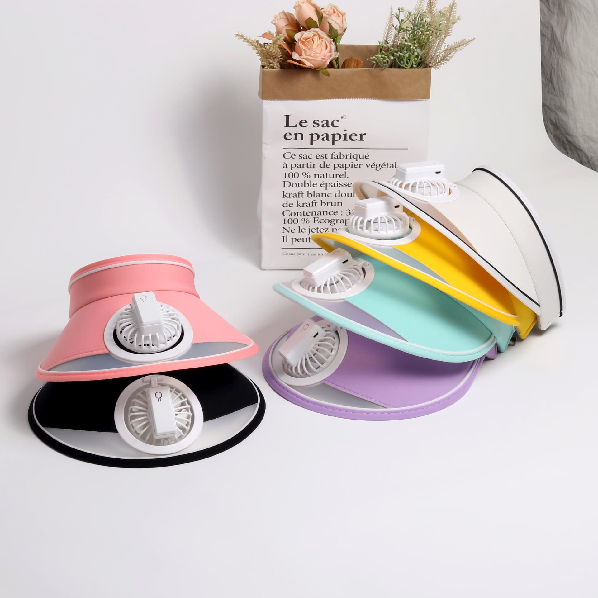 Sun Visor Hat with Fan Wide Brim Beach Cap thumbnail 4