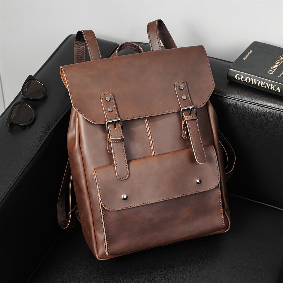 PU Leather Crossbody Backpack Shoulder Bag thumbnail 6