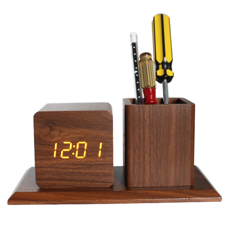 Wooden Alarm Clock Pen Holder thumbnail 5