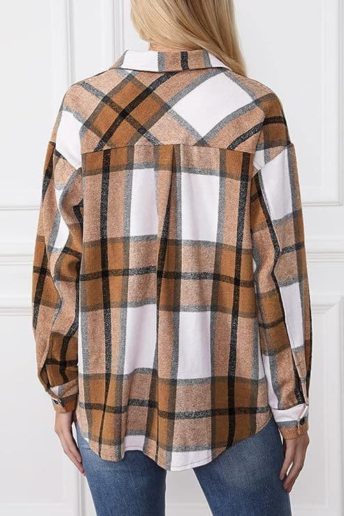 Casual Plaid Shacket Button Down Long Sleeve Shirt thumbnail 5