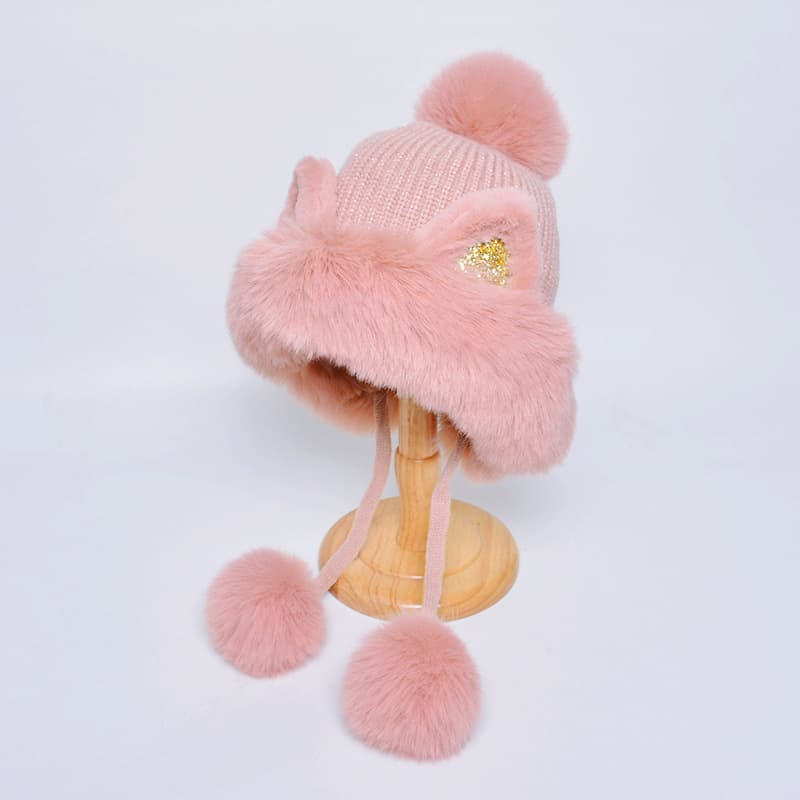 Women Winter Warm Cute Cat Ears Knitted Beanie Hat thumbnail 2
