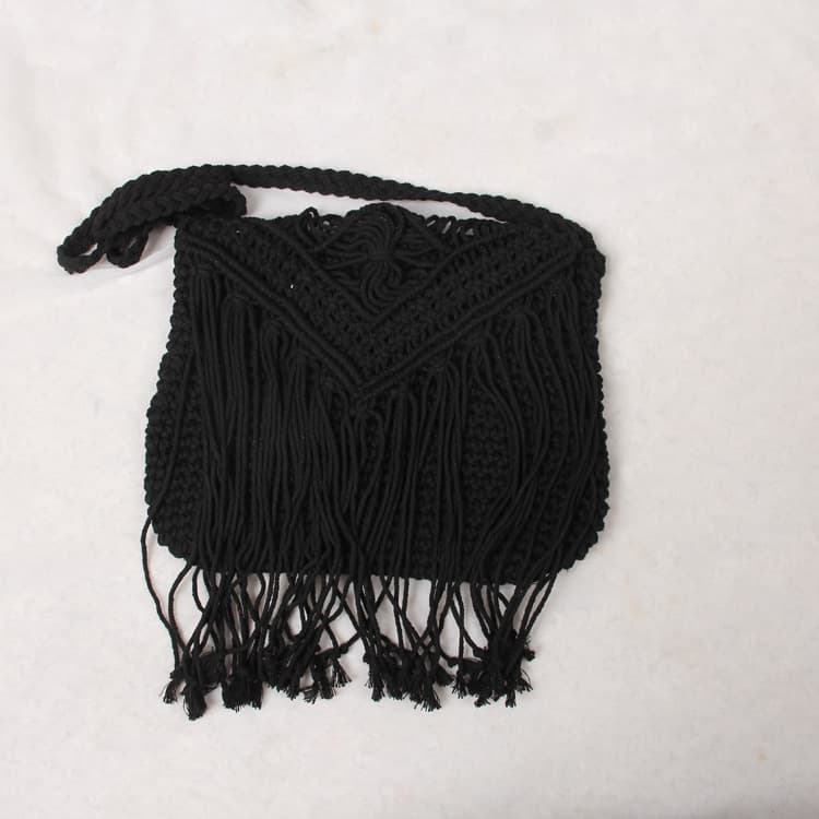 Jute Straw cotton tassel shoulder cross-body bag thumbnail 4