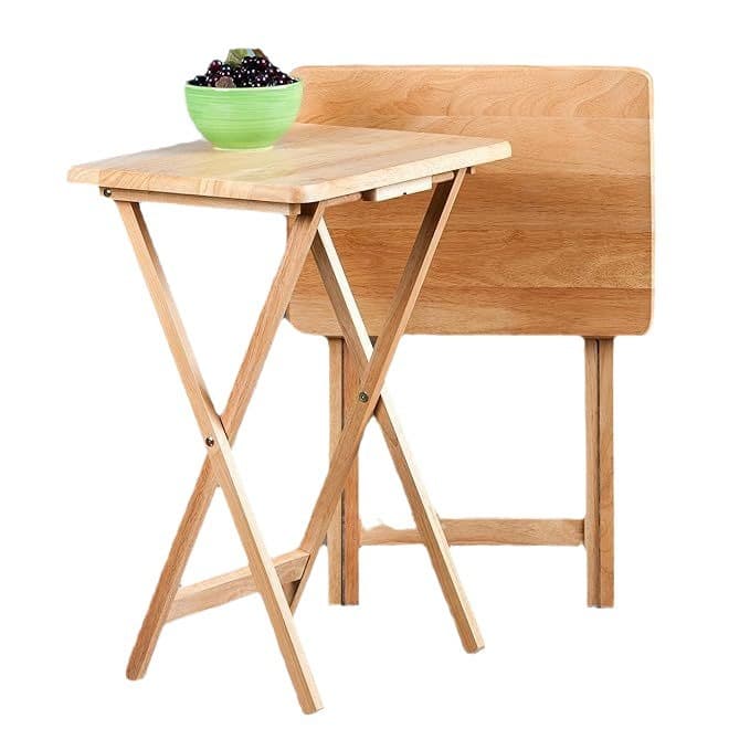 Basics Classic Tv Dinner Folding Trays With Storage Rack thumbnail 3