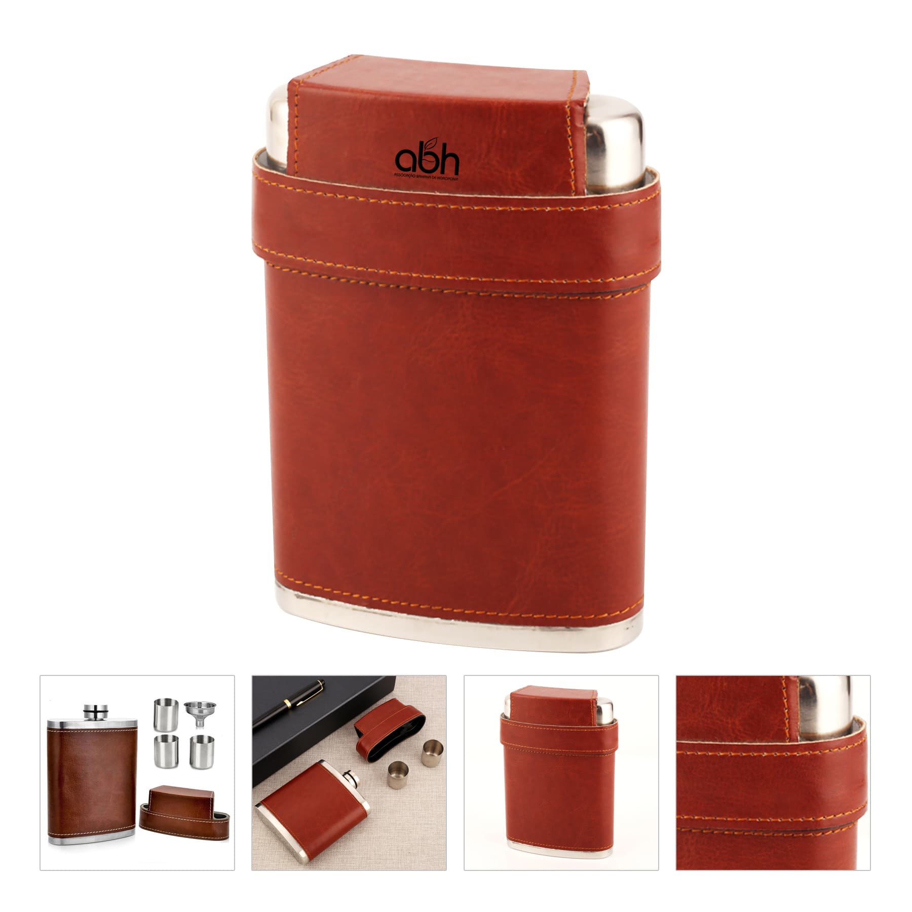 8 Oz Pocket Hip Flask With 3 Cups And Funnel