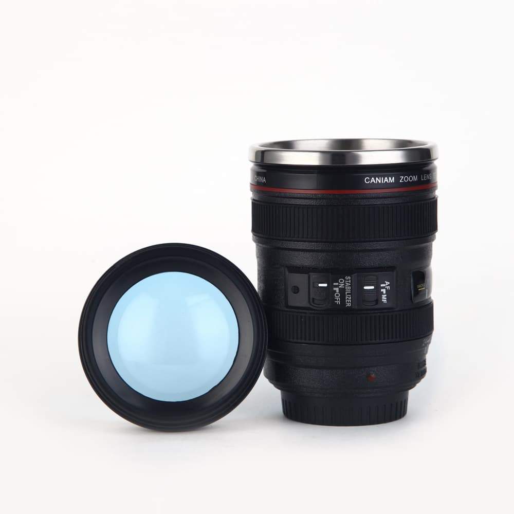 Stainless Steel Camera Lens Coffee Mug With Lid thumbnail 3