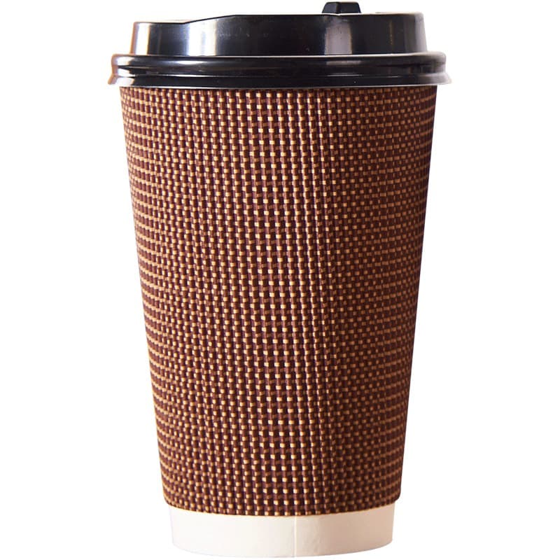 12oz Disposable Double-Wall Paper Drinks Cup With Lids thumbnail 4