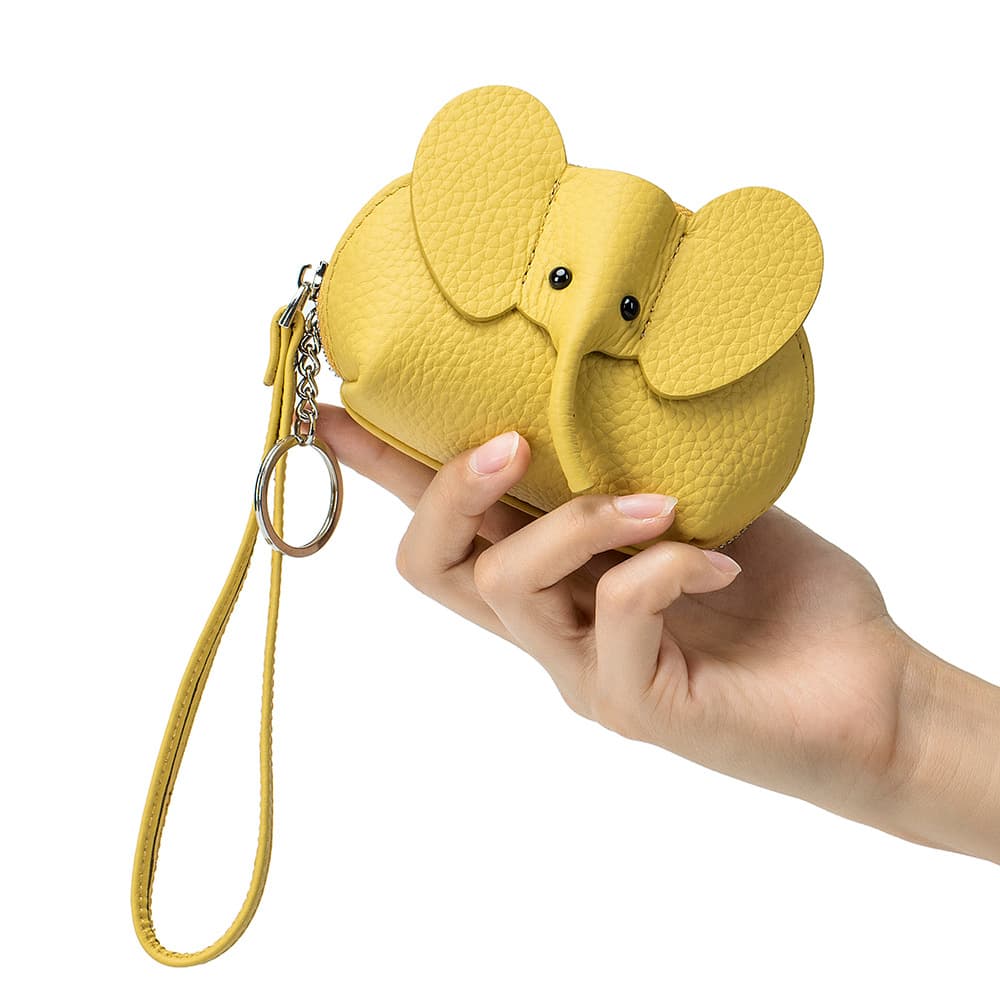 Genuine Leather Cartoon Elephant Mini Coin Purse Wallet thumbnail 5