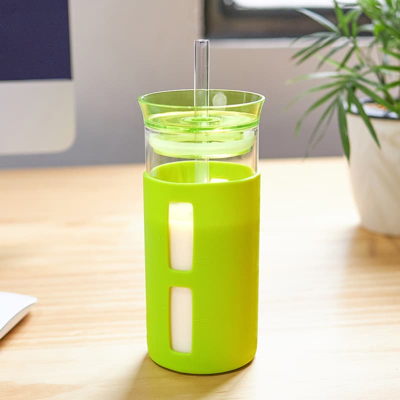 12/17Oz Glass Tumblr Coffee Cups With Straw thumbnail 8