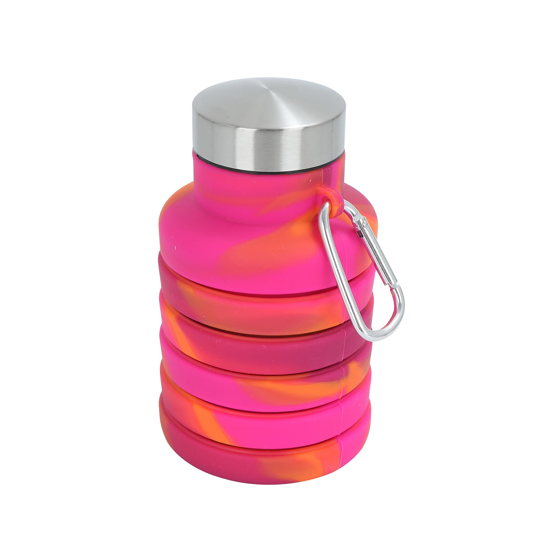 17 oz Collapsible Silicone Water Bottle w/ Carabiner thumbnail 3
