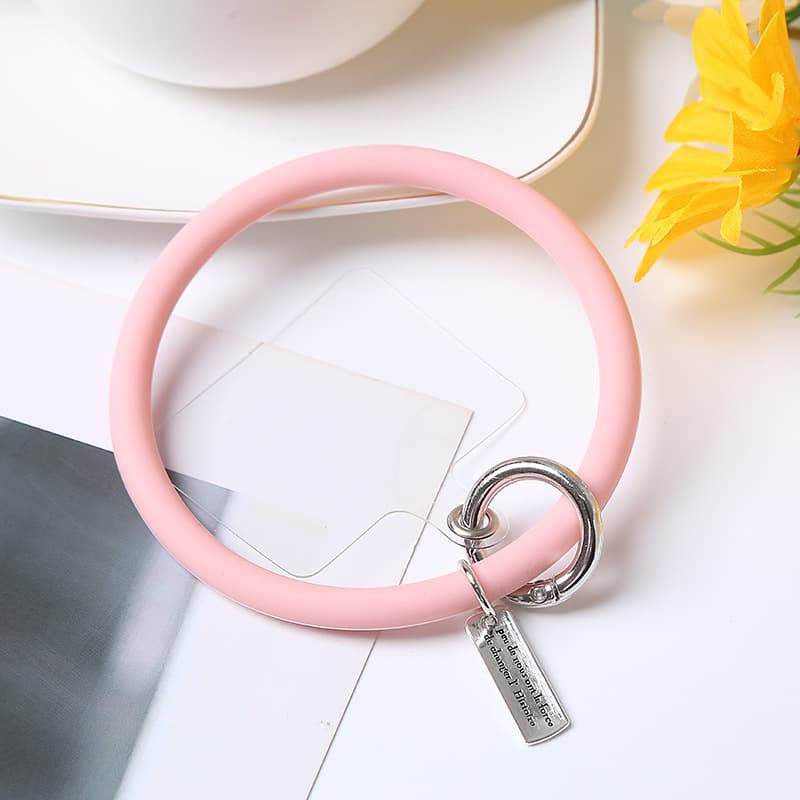 Round Silicone Bracelet Keychain thumbnail 2