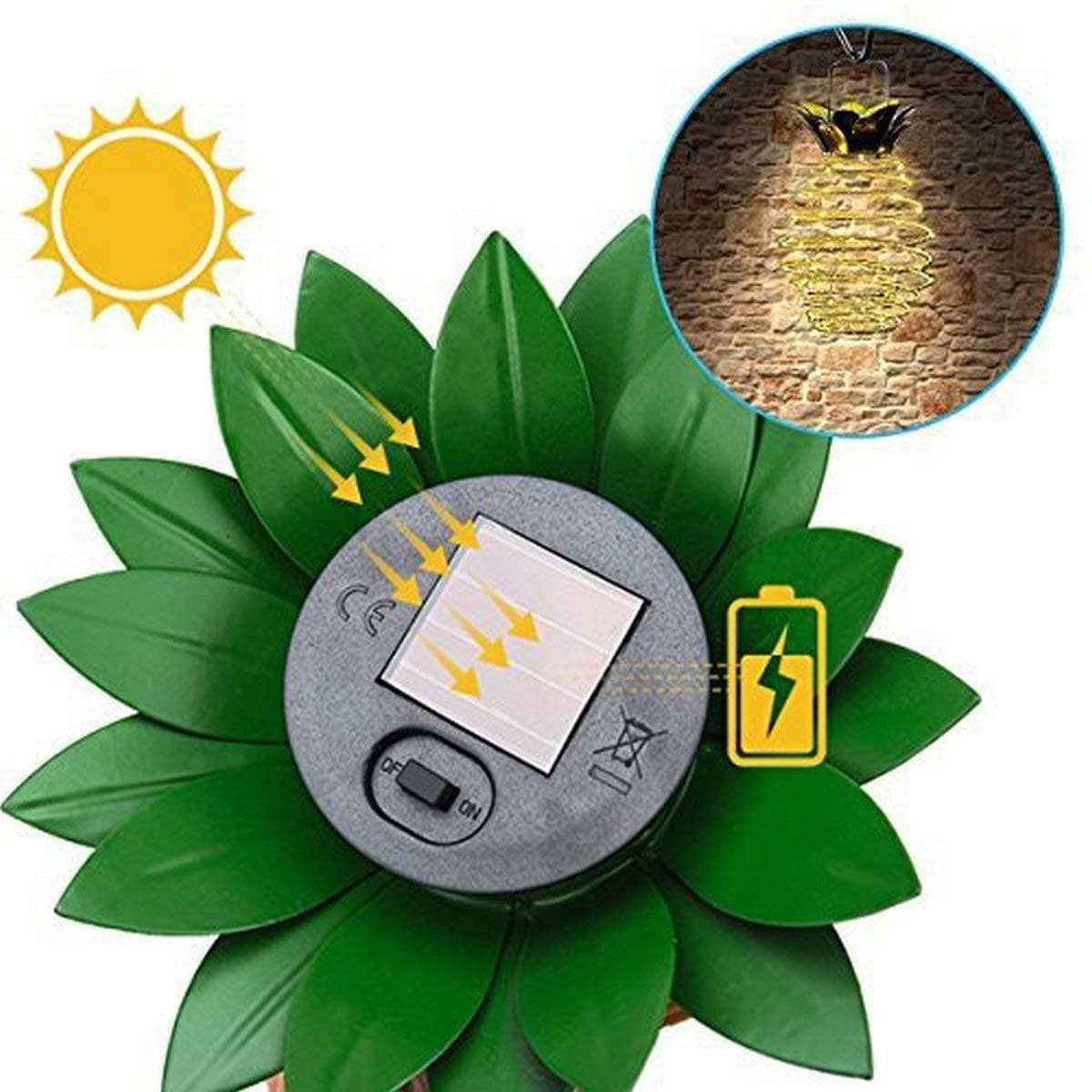 Pineapple Shaped Iron Solar Lantern thumbnail 6