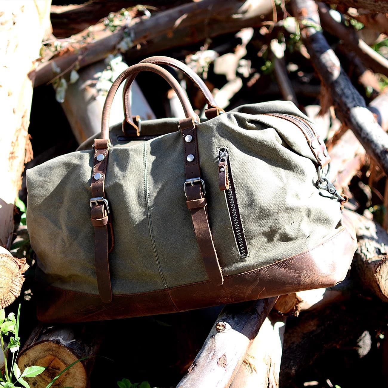 Canvas Waxed Vintage Wear resistant Storage Duffel Bag thumbnail 5