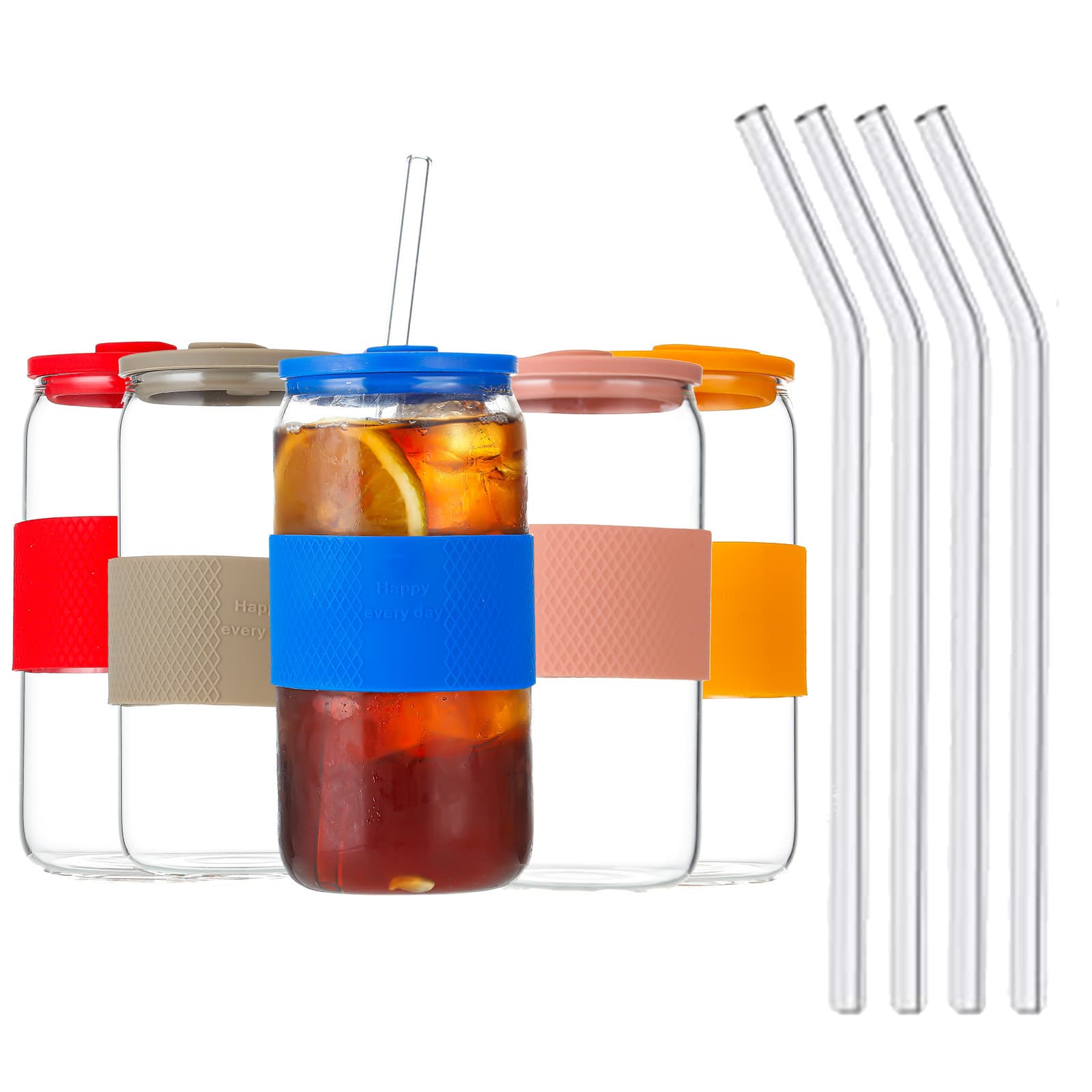 16oz Can Shaped Glass Cups with Silicone Sleeve thumbnail 5
