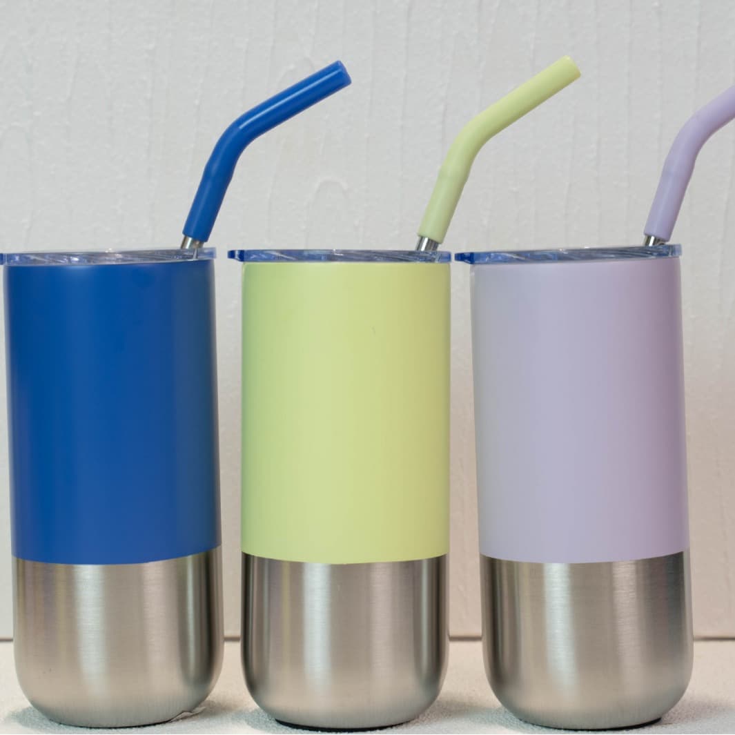 16 oz Stainless Steel Tumbler with Straw thumbnail 5