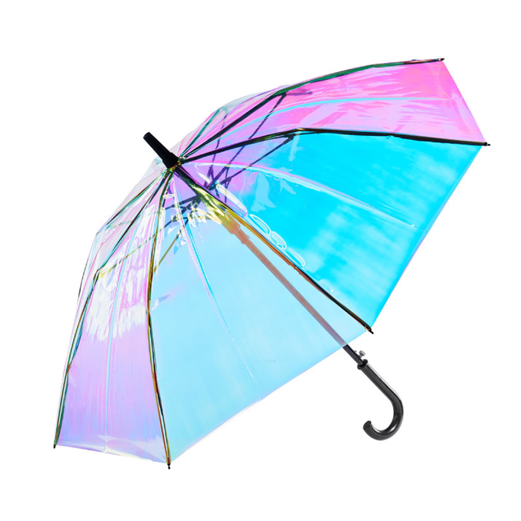Holographic Iridescent Transparent Umbrella thumbnail 3