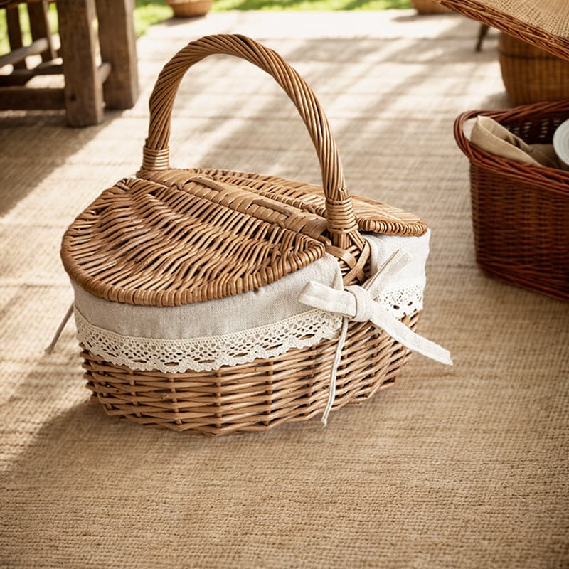 Natural Willow Woven Picnic Basket thumbnail 3