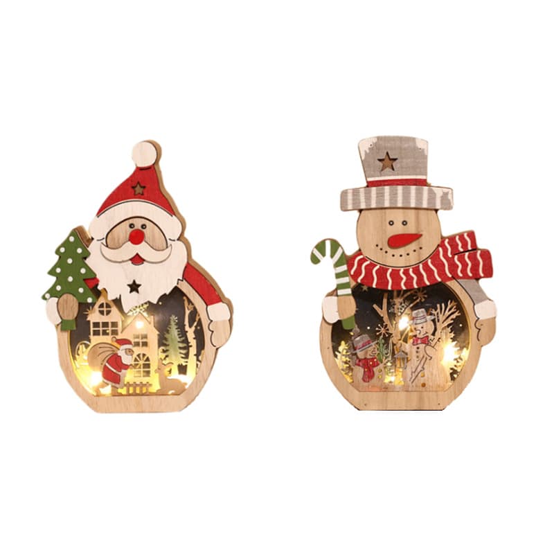 Christmas Wood Cutouts Pendants With Led Lights thumbnail 3