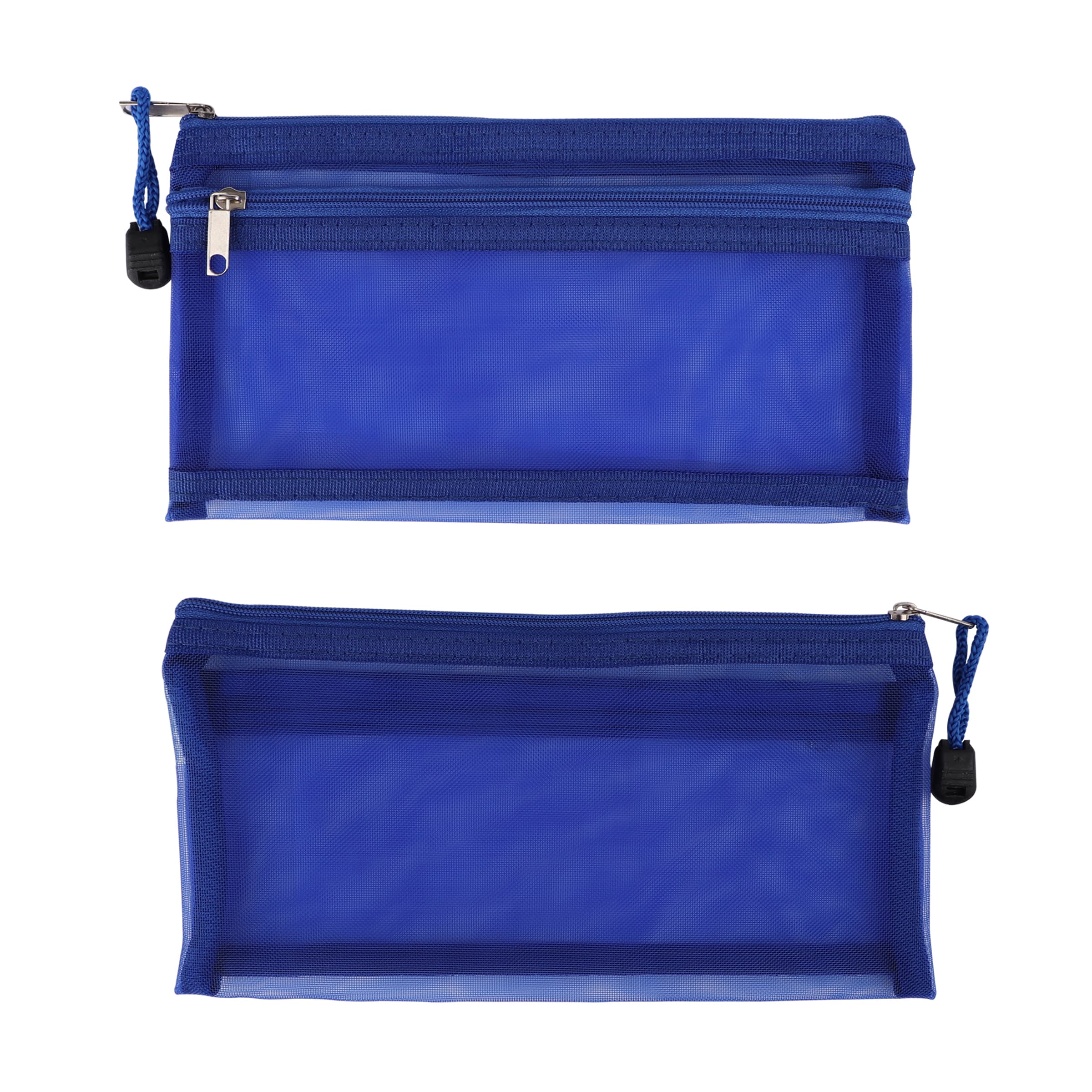 8.3"x5" Polyester 2 Compartment Mesh Zipper Pouch Bag