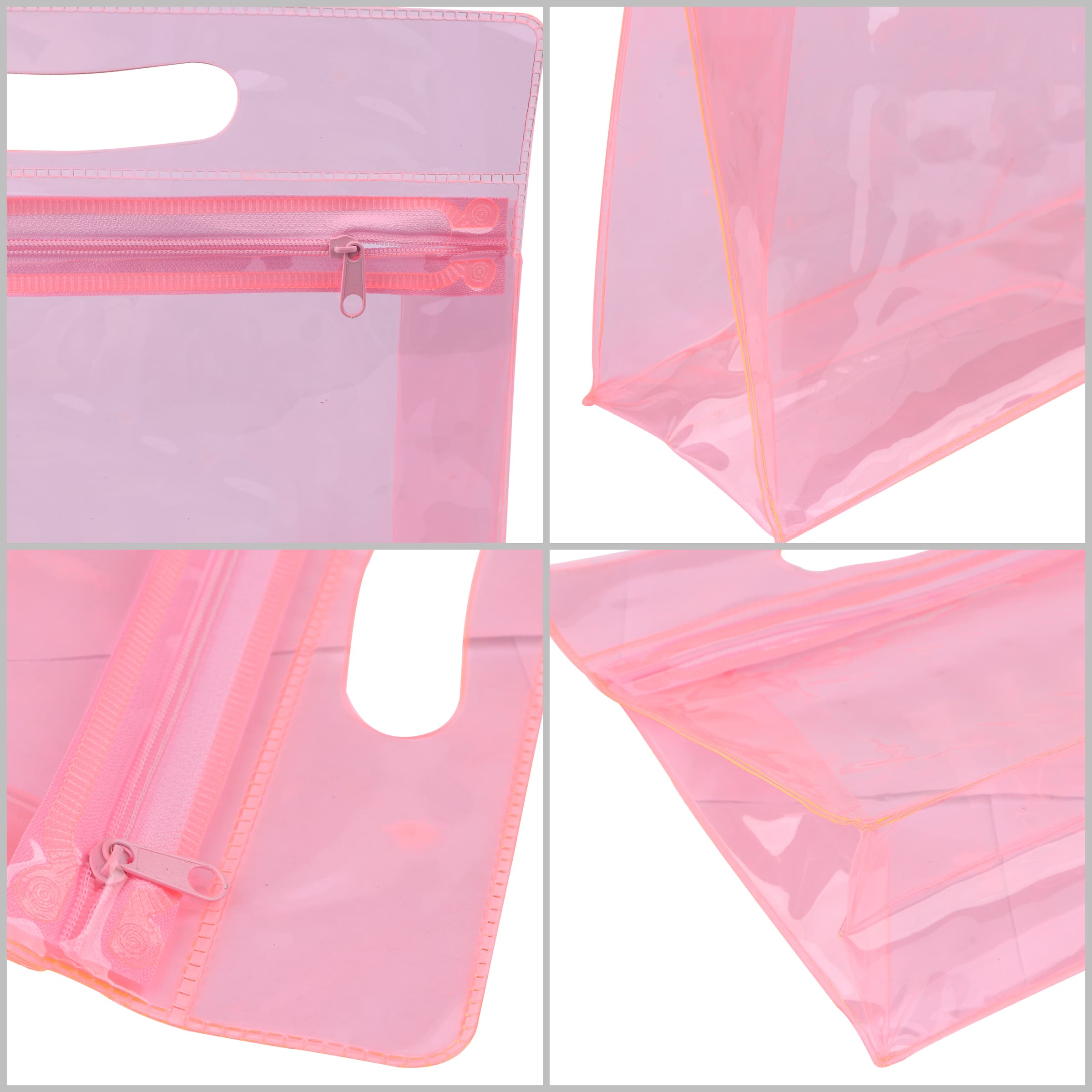 Custom Clear PVC Zipper Makeup Bag W/ Handle thumbnail 2