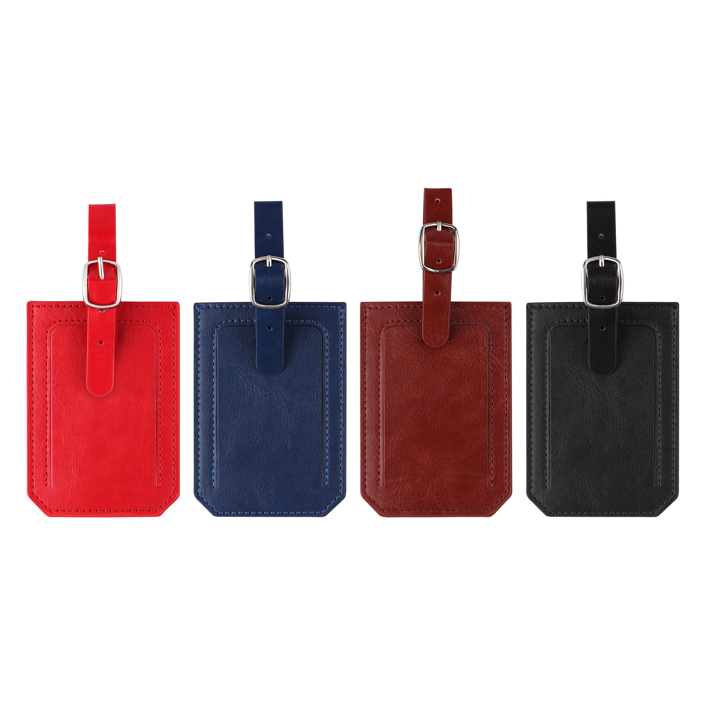 4" PU Leather Luggage Tag W/ Privacy Cover thumbnail 4