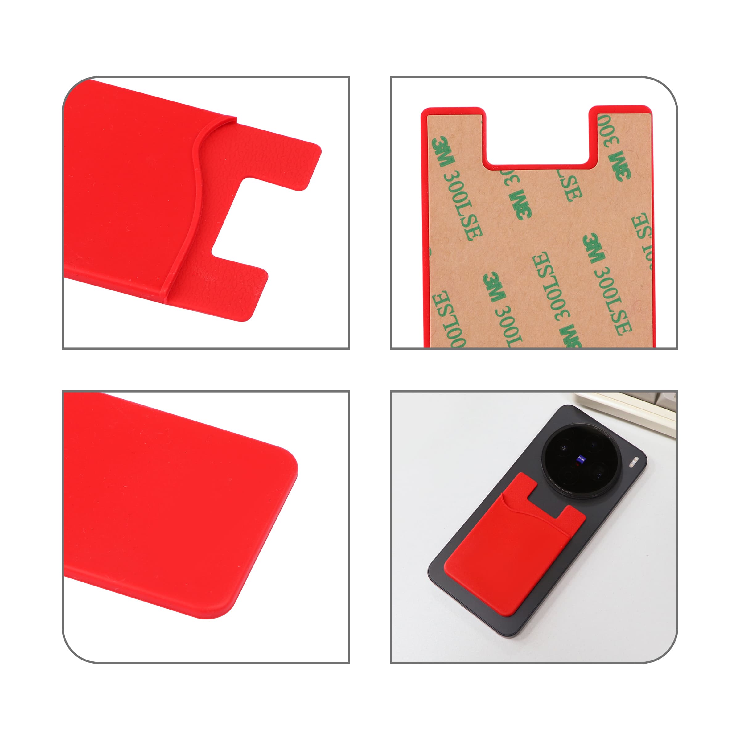 2.2"x3.4" Custom Adhesive Silicone Phone Card Holder thumbnail 2