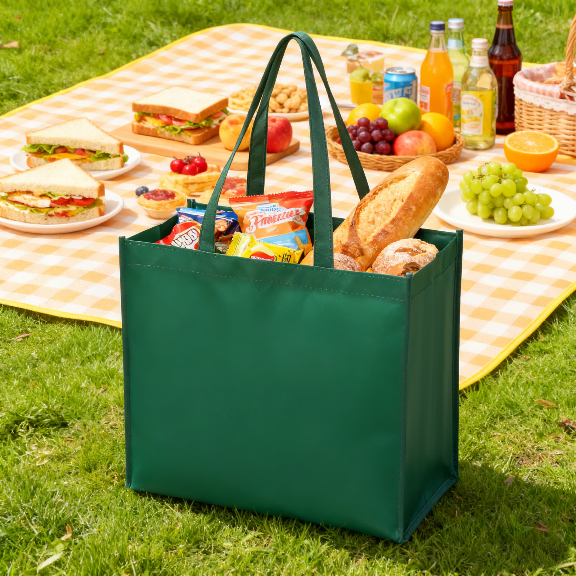 13.78" Custom Reusable Non-Woven Tote Bag With Handles thumbnail 3