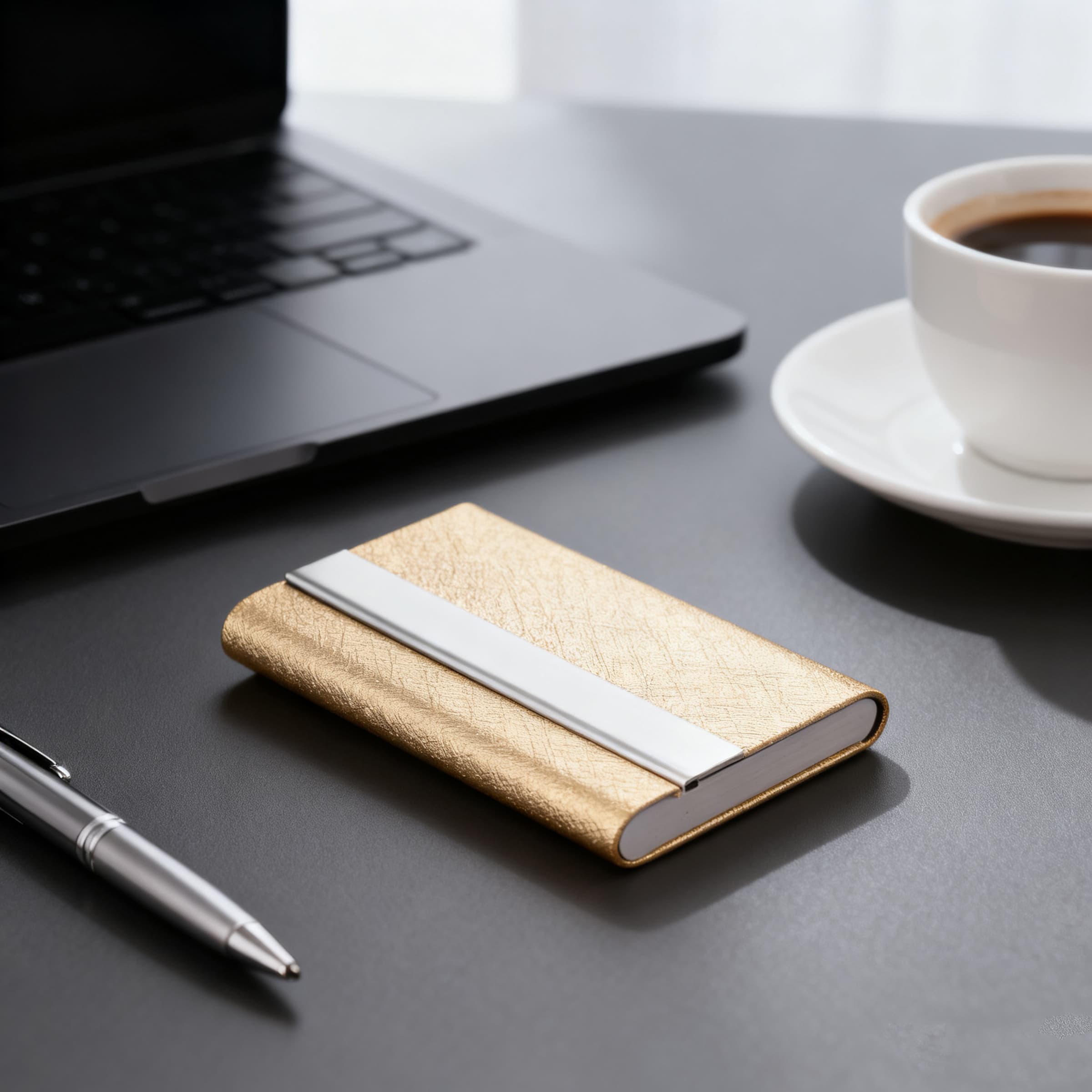 Stainless Steel Business Card Holder W/ Magnetic Closure thumbnail 4