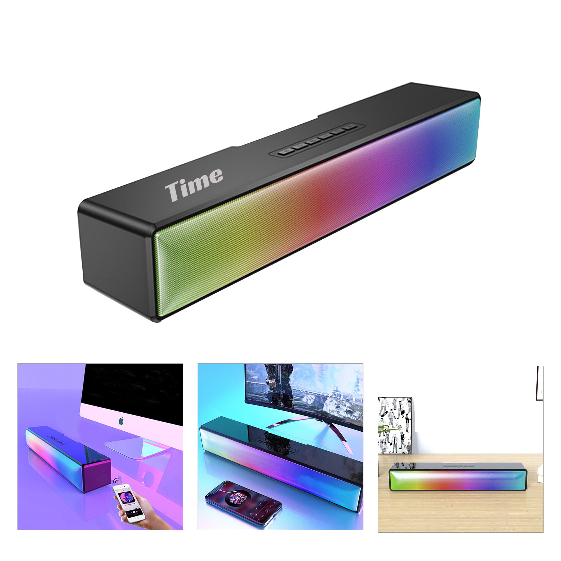 LED RGB Wireless Sound Bar For PC TV